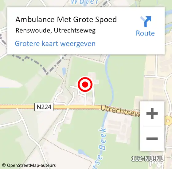 Locatie op kaart van de 112 melding: Ambulance Met Grote Spoed Naar Renswoude, Utrechtseweg op 16 juli 2016 02:24