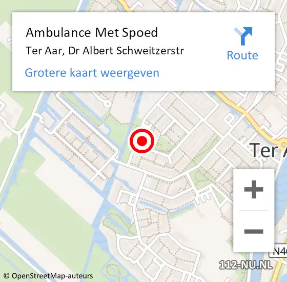 Locatie op kaart van de 112 melding: Ambulance Met Spoed Naar Ter Aar, Dr Albert Schweitzerstr op 16 juli 2016 03:44