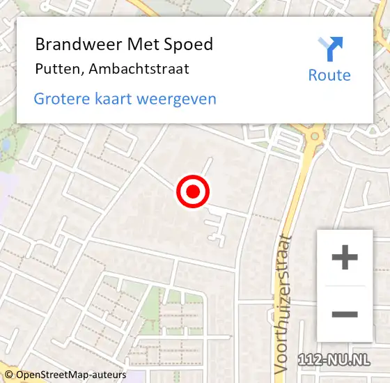 Locatie op kaart van de 112 melding: Brandweer Met Spoed Naar Putten, Ambachtstraat op 16 juli 2016 04:10