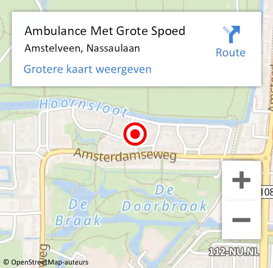 Locatie op kaart van de 112 melding: Ambulance Met Grote Spoed Naar Amstelveen, Nassaulaan op 16 juli 2016 04:59