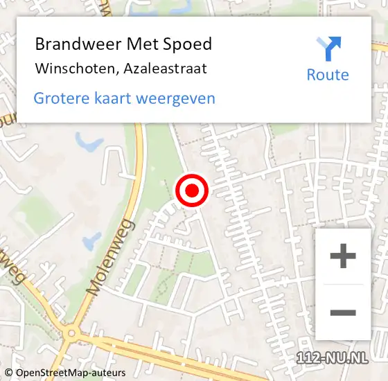 Locatie op kaart van de 112 melding: Brandweer Met Spoed Naar Winschoten, Azaleastraat op 16 juli 2016 05:02