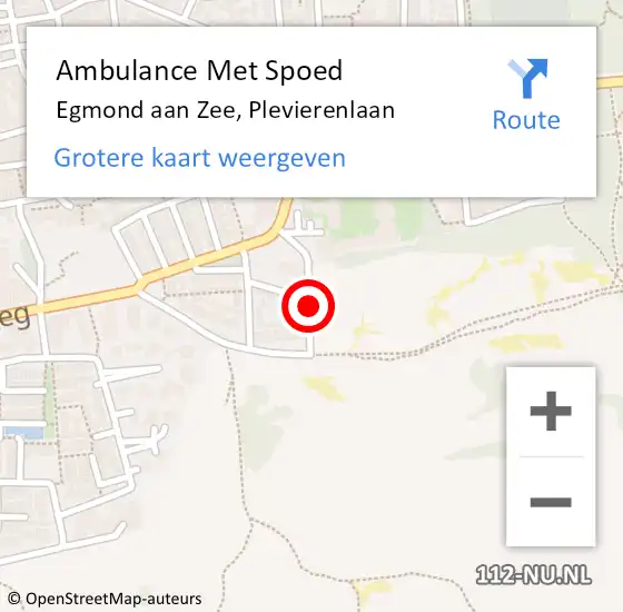 Locatie op kaart van de 112 melding: Ambulance Met Spoed Naar Egmond aan Zee, Plevierenlaan op 16 juli 2016 05:16