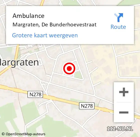 Locatie op kaart van de 112 melding: Ambulance Margraten, De Bunderhoevestraat op 21 december 2013 11:00