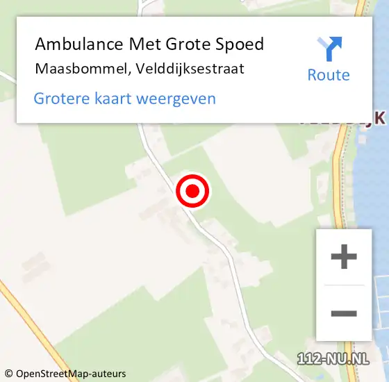 Locatie op kaart van de 112 melding: Ambulance Met Grote Spoed Naar Maasbommel, Velddijksestraat op 16 juli 2016 07:29