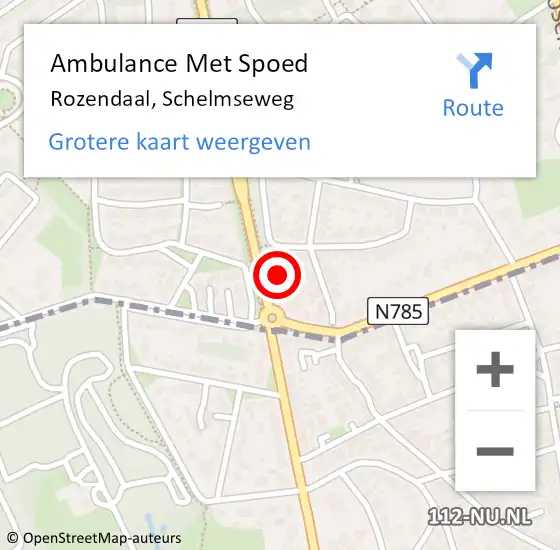 Locatie op kaart van de 112 melding: Ambulance Met Spoed Naar Rozendaal, Schelmseweg op 16 juli 2016 07:53