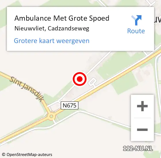 Locatie op kaart van de 112 melding: Ambulance Met Grote Spoed Naar Nieuwvliet, Cadzandseweg op 16 juli 2016 09:17