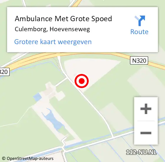Locatie op kaart van de 112 melding: Ambulance Met Grote Spoed Naar Culemborg, Hoevenseweg op 16 juli 2016 09:51