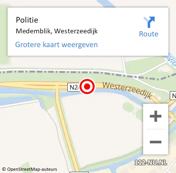 Locatie op kaart van de 112 melding: Politie Medemblik, Westerzeedijk op 16 juli 2016 11:00