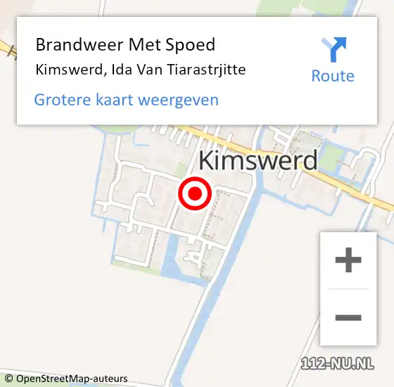 Locatie op kaart van de 112 melding: Brandweer Met Spoed Naar Kimswerd, Ida Van Tiarastrjitte op 16 juli 2016 11:00