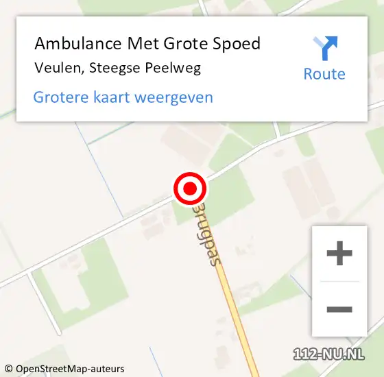 Locatie op kaart van de 112 melding: Ambulance Met Grote Spoed Naar Veulen, Steegse Peelweg op 16 juli 2016 11:18
