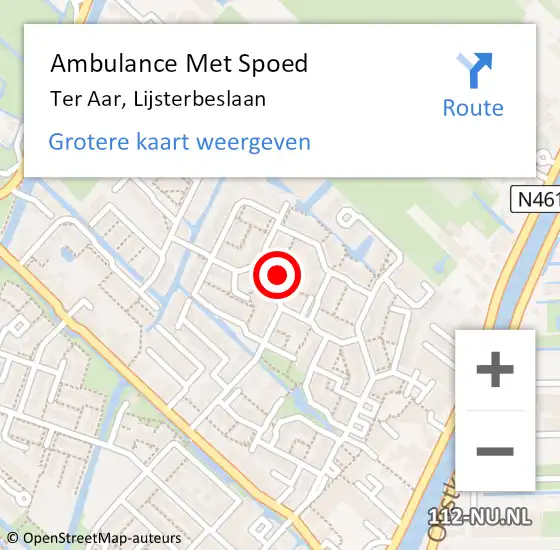 Locatie op kaart van de 112 melding: Ambulance Met Spoed Naar Ter Aar, Lijsterbeslaan op 16 juli 2016 11:27