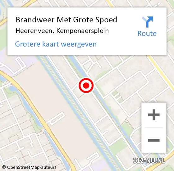 Locatie op kaart van de 112 melding: Brandweer Met Grote Spoed Naar Heerenveen, Kempenaersplein op 21 december 2013 11:21