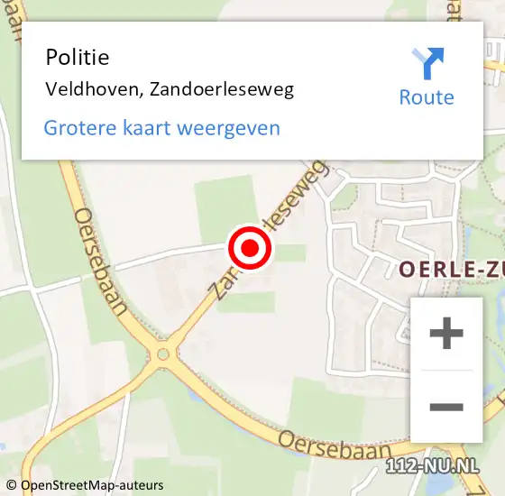 Locatie op kaart van de 112 melding: Politie Veldhoven, Zandoerleseweg op 16 juli 2016 11:56