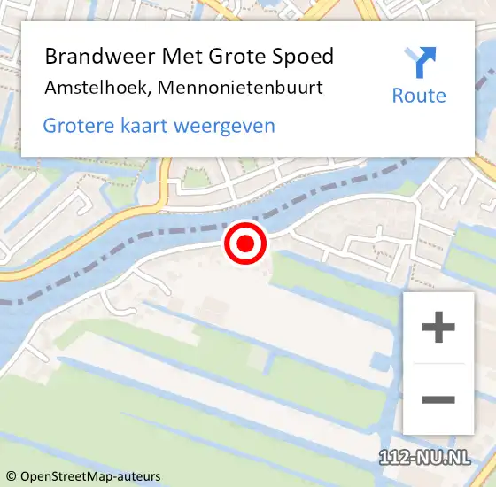 Locatie op kaart van de 112 melding: Brandweer Met Grote Spoed Naar Amstelhoek, Mennonietenbuurt op 16 juli 2016 12:04