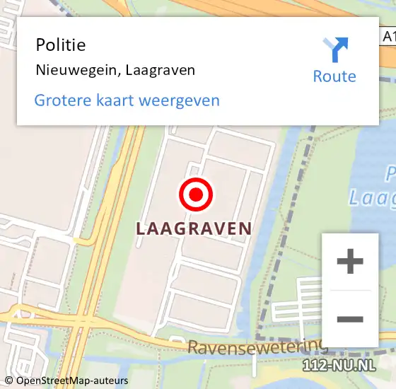 Locatie op kaart van de 112 melding: Politie Nieuwegein, Laagraven op 16 juli 2016 12:06