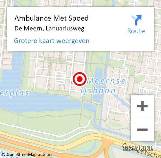Locatie op kaart van de 112 melding: Ambulance Met Spoed Naar De Meern, Lanuariusweg op 16 juli 2016 12:11