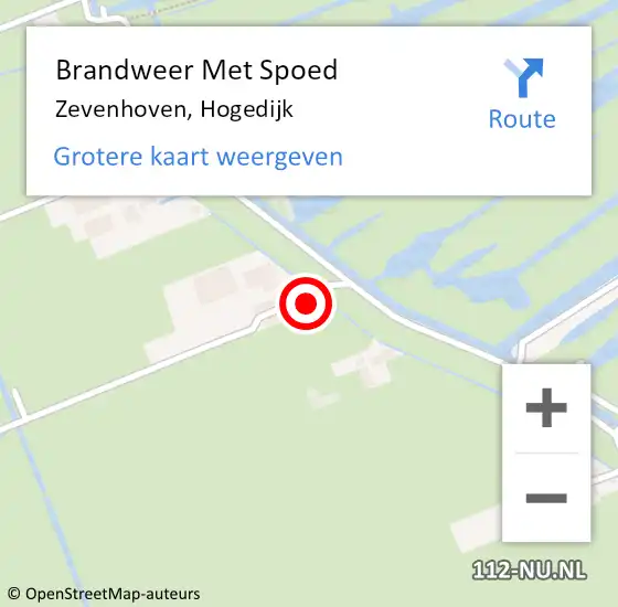 Locatie op kaart van de 112 melding: Brandweer Met Spoed Naar Zevenhoven, Hogedijk op 16 juli 2016 12:57