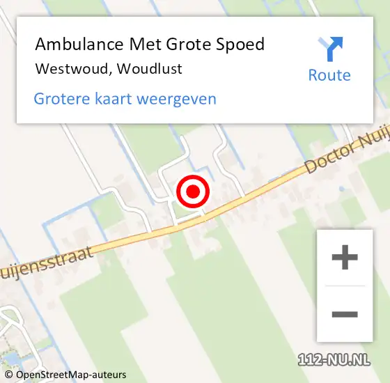 Locatie op kaart van de 112 melding: Ambulance Met Grote Spoed Naar Westwoud, Woudlust op 16 juli 2016 13:38