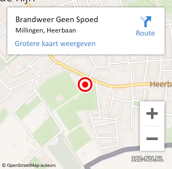 Locatie op kaart van de 112 melding: Brandweer Geen Spoed Naar Millingen, Heerbaan op 16 juli 2016 14:18