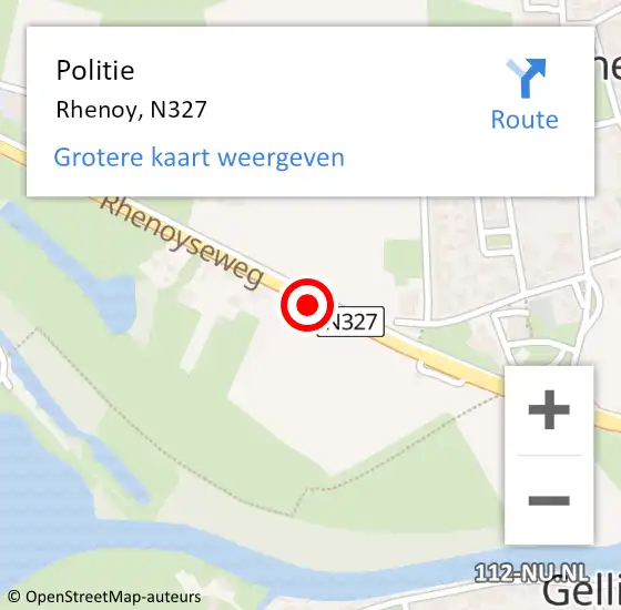 Locatie op kaart van de 112 melding: Politie Rhenoy, N327 op 16 juli 2016 14:27