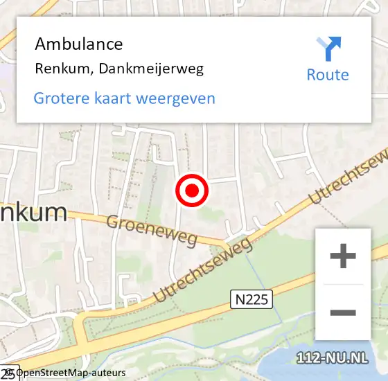 Locatie op kaart van de 112 melding: Ambulance Renkum, Dankmeijerweg op 16 juli 2016 14:31