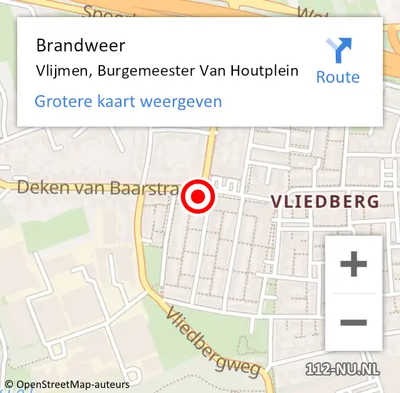 Locatie op kaart van de 112 melding: Brandweer Vlijmen, Burgemeester Van Houtplein op 16 juli 2016 15:01