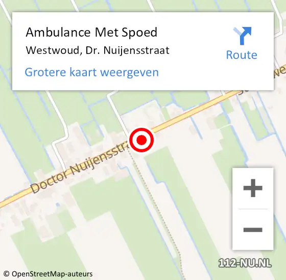 Locatie op kaart van de 112 melding: Ambulance Met Spoed Naar Westwoud, Dr. Nuijensstraat op 16 juli 2016 15:04