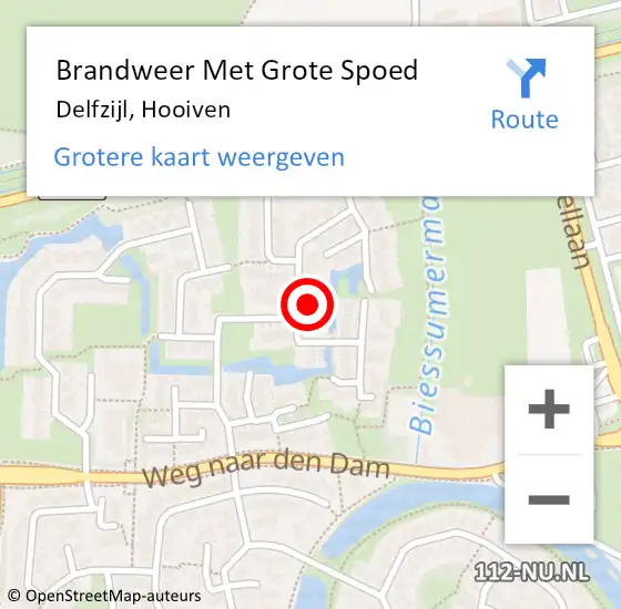 Locatie op kaart van de 112 melding: Brandweer Met Grote Spoed Naar Delfzijl, Hooiven op 21 december 2013 11:44