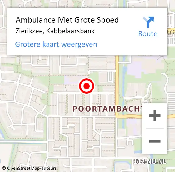 Locatie op kaart van de 112 melding: Ambulance Met Grote Spoed Naar Zierikzee, Kabbelaarsbank op 16 juli 2016 15:43