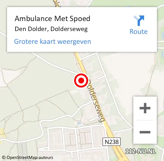 Locatie op kaart van de 112 melding: Ambulance Met Spoed Naar Den Dolder, Dolderseweg op 16 juli 2016 15:55