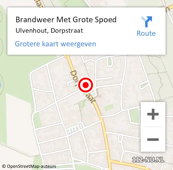 Locatie op kaart van de 112 melding: Brandweer Met Grote Spoed Naar Ulvenhout, Dorpstraat op 16 juli 2016 16:36