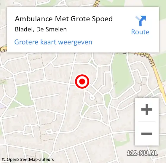 Locatie op kaart van de 112 melding: Ambulance Met Grote Spoed Naar Bladel, De Smelen op 16 juli 2016 16:37