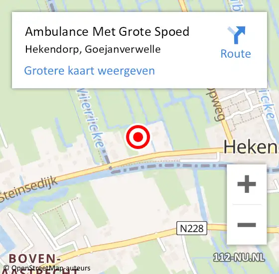 Locatie op kaart van de 112 melding: Ambulance Met Grote Spoed Naar Hekendorp, Goejanverwelle op 16 juli 2016 16:50