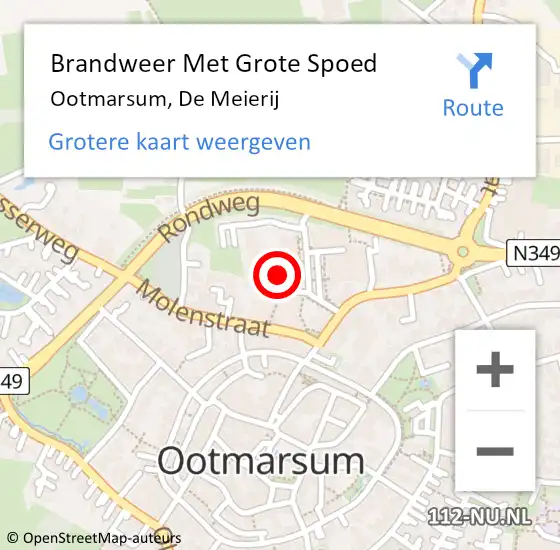 Locatie op kaart van de 112 melding: Brandweer Met Grote Spoed Naar Ootmarsum, De Meierij op 16 juli 2016 17:04