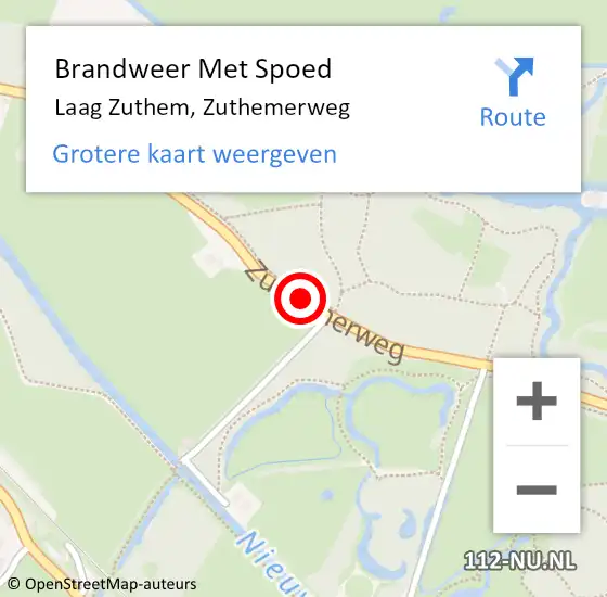 Locatie op kaart van de 112 melding: Brandweer Met Spoed Naar Laag Zuthem, Zuthemerweg op 16 juli 2016 17:32