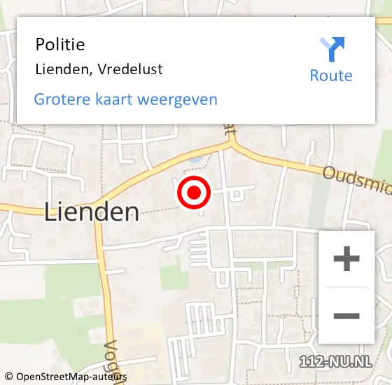 Locatie op kaart van de 112 melding: Politie Lienden, Vredelust op 21 december 2013 12:05