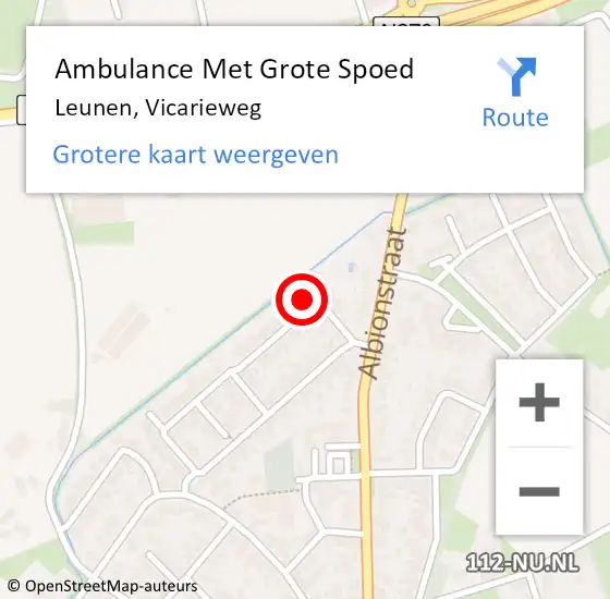 Locatie op kaart van de 112 melding: Ambulance Met Grote Spoed Naar Leunen, Vicarieweg op 16 juli 2016 18:38
