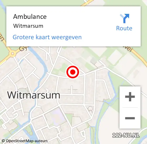 Locatie op kaart van de 112 melding: Ambulance Witmarsum op 16 juli 2016 18:49