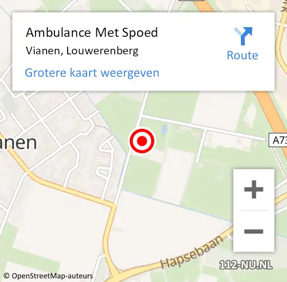 Locatie op kaart van de 112 melding: Ambulance Met Spoed Naar Vianen, Louwerenberg op 21 december 2013 12:08