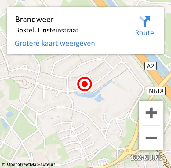 Locatie op kaart van de 112 melding: Brandweer Boxtel, Einsteinstraat op 16 juli 2016 19:15