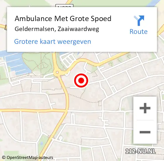 Locatie op kaart van de 112 melding: Ambulance Met Grote Spoed Naar Geldermalsen, Zaaiwaardweg op 16 juli 2016 19:51