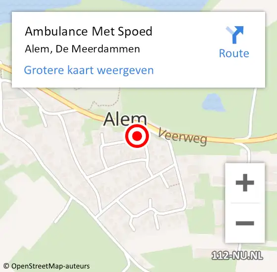 Locatie op kaart van de 112 melding: Ambulance Met Spoed Naar Alem, De Meerdammen op 16 juli 2016 20:01