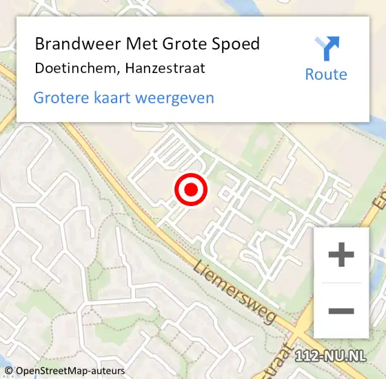 Locatie op kaart van de 112 melding: Brandweer Met Grote Spoed Naar Doetinchem, Hanzestraat op 16 juli 2016 20:29