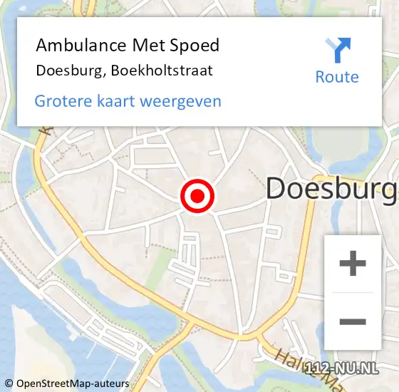 Locatie op kaart van de 112 melding: Ambulance Met Spoed Naar Doesburg, Boekholtstraat op 16 juli 2016 20:41