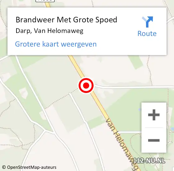 Locatie op kaart van de 112 melding: Brandweer Met Grote Spoed Naar Darp, Van Helomaweg op 16 juli 2016 21:00
