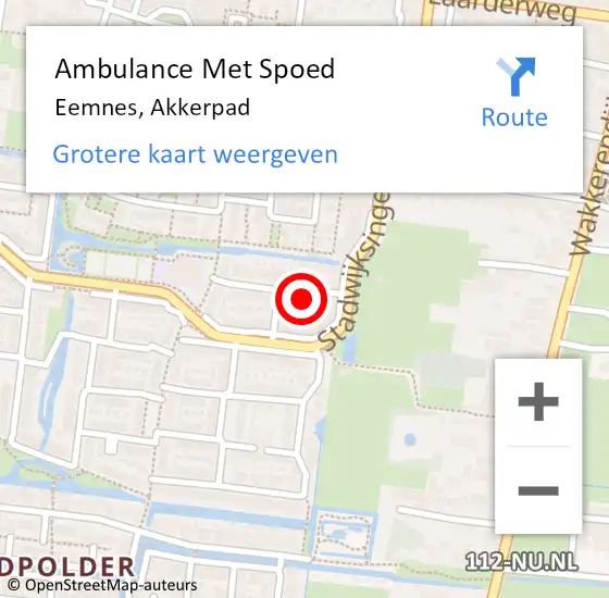 Locatie op kaart van de 112 melding: Ambulance Met Spoed Naar Eemnes, Akkerpad op 16 juli 2016 22:45