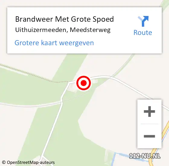 Locatie op kaart van de 112 melding: Brandweer Met Grote Spoed Naar Uithuizermeeden, Meedsterweg op 16 juli 2016 23:11