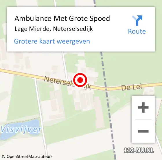 Locatie op kaart van de 112 melding: Ambulance Met Grote Spoed Naar Lage Mierde, Neterselsedijk op 17 juli 2016 00:26