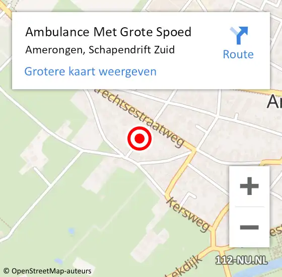 Locatie op kaart van de 112 melding: Ambulance Met Grote Spoed Naar Amerongen, Schapendrift Zuid op 21 december 2013 12:28