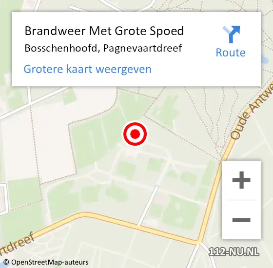 Locatie op kaart van de 112 melding: Brandweer Met Grote Spoed Naar Bosschenhoofd, Pagnevaartdreef op 17 juli 2016 00:52